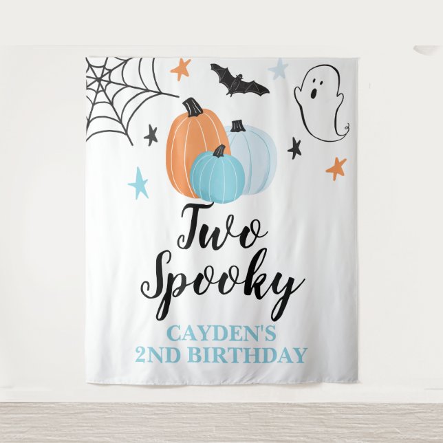 Tapiz Dos fantasmagóricas calabazas de cumpleaños de Hal (Anverso)