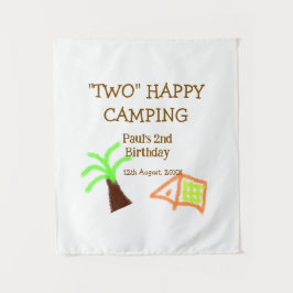 Tapiz Dos felices campamento cumpleaños 2 años árbol cam