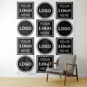 Tapiz Dos Logotipos Elegante Sencillo Logotipo Comercial