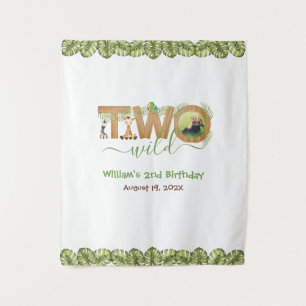 Tapiz Dos Salvajes Cumpleaños Número 2 Hoja de la Selva