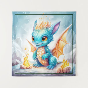 Tapiz Dragón azul del bebé curado cristalizado