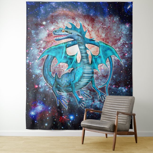 Tapiz Dragón Cósmico Turquesa (In situ)