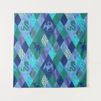 Dragón de acuarela en azul y verde