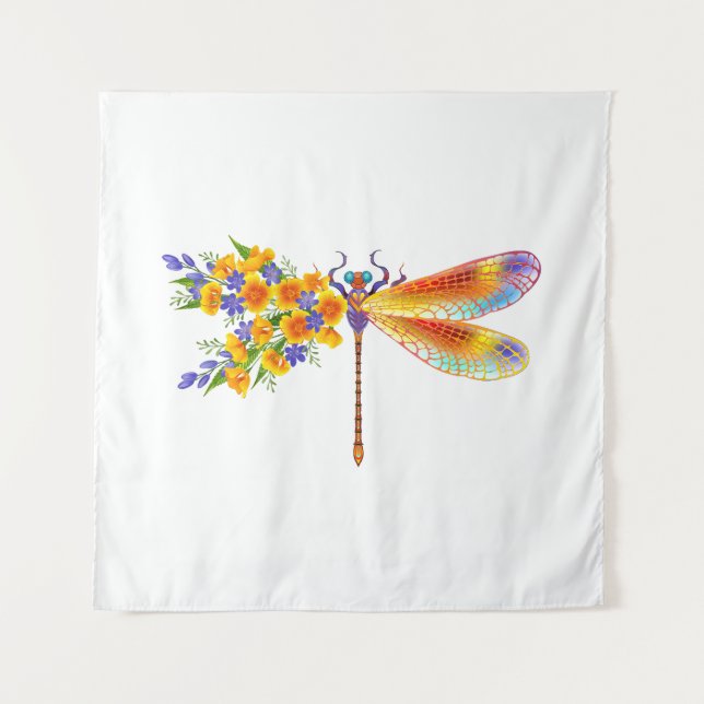 Tapiz Dragón de flores amarillas (Anverso)