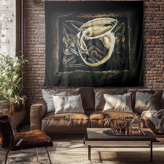 Tapiz Dragón de la crema del trabajo del nudo celta (Subido por el creador)