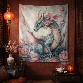 Tapiz Dragón Encantado Con Rosas