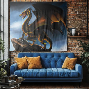 Tapiz Dragón negro de oro de cobre