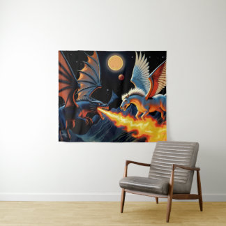 Tapiz Dragón que escupe fuego y Pegasus