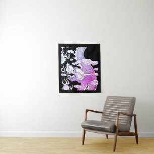 Tapiz DRAGÓN ULTRA VIOLET pequeño (34" x 40") EN NEGRO