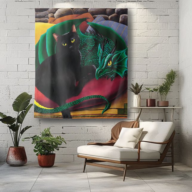 Tapiz Dragón verde de gato negro (Subido por el creador)
