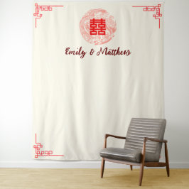 Tapiz Dragón y el telón de fondo del boda chino rojo Pho