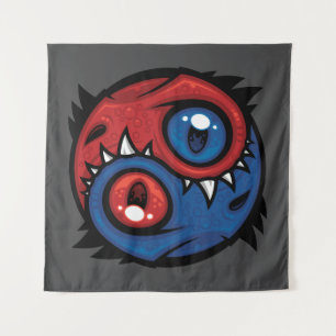 Tapiz Dragones Yin Yang Rojos y Azules