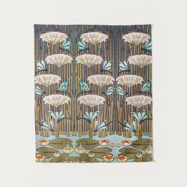 Tapiz Dragonflies Water Lilies Marsh Art Nouveau (Anverso)