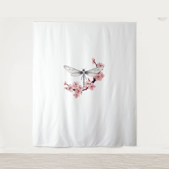 Tapiz Dragonfly Cherry Blossom Art Dragonflies T-Shirt_3 (Anverso)
