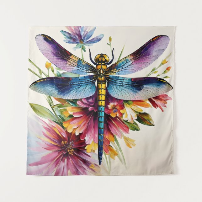 Tapiz Dragonfly Floral Multicolor Art (Anverso)