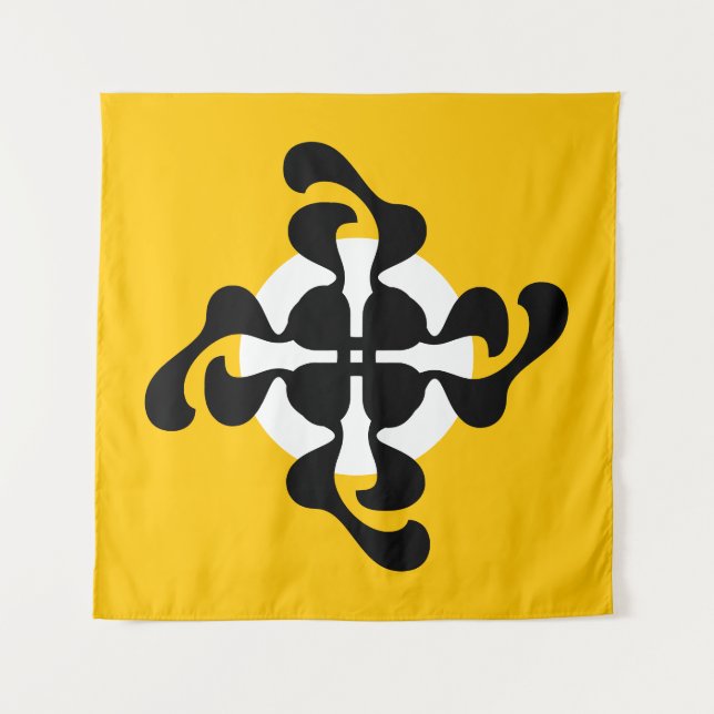 Tapiz Dramático dubble Q espejado negro amarillo moderno (Anverso)