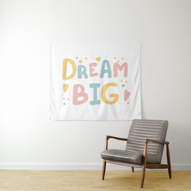Tapiz Dream Big Pastel Hearts (In situ (horizontal))