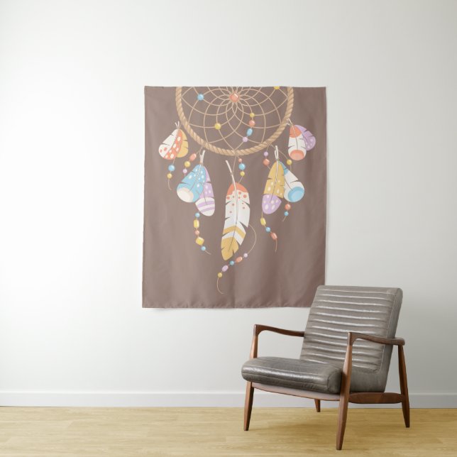 Tapiz Dreamcatcher del Boho Tribal en Brown (In situ)