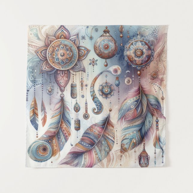Tapiz Dreamcatcher en un tema bohemio (Anverso)