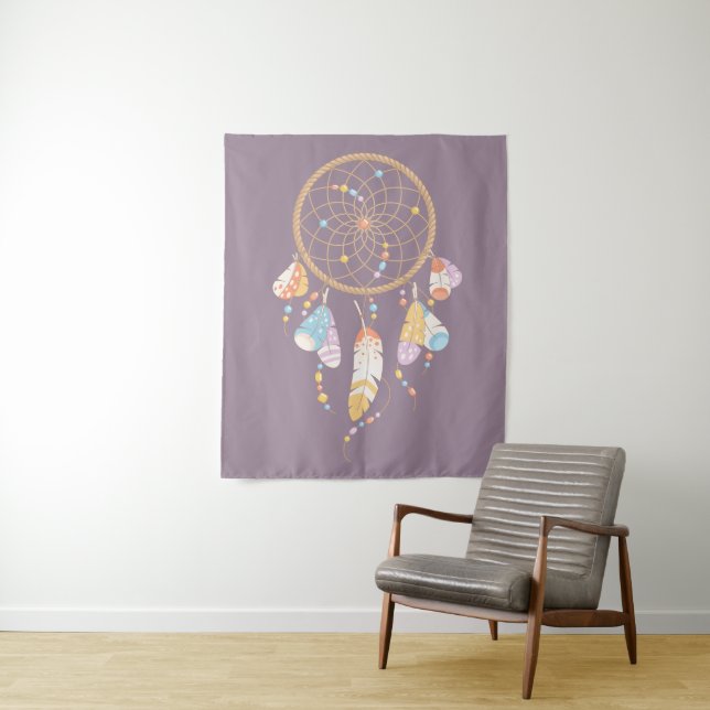 Tapiz Dreamcatcher Tribal Boho Purple (In situ)