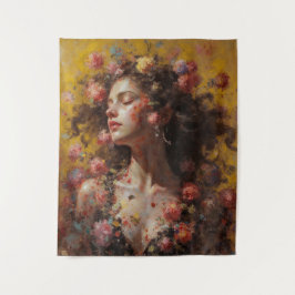 Tapiz Dreamy Floral Goddess – Romantic Tapestry Wall Art