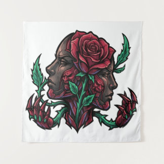 Tapiz Dualidad de la Rosa | Oscura Hannya Japonesa Gótic