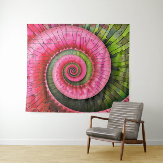 Tapiz Dubman Designs: Fibonacci rosa y verde brillante