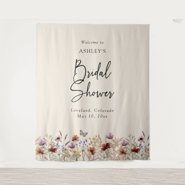 Tapiz Ducha Boho Floral Bridal (Anverso)