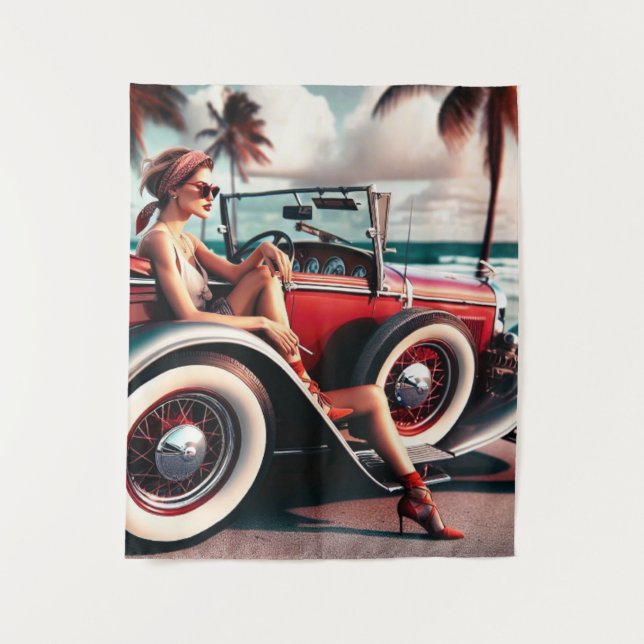 Tapiz Ducha Cortina coche clásico (Anverso)