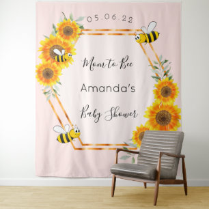 Tapiz Ducha de bebé abeja girasoles rosa oro rosa