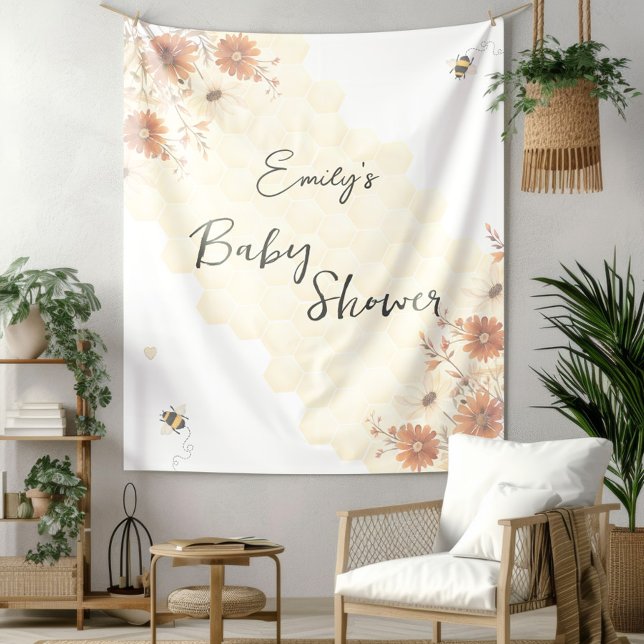 Tapiz Ducha de Bebé Boho Flor Silvestre Miel de Abeja (Subido por el creador)