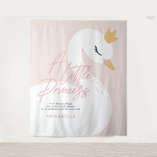 Tapiz Ducha de bebé de cisne femenino rosa acuático lind