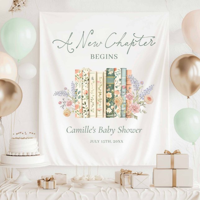 Tapiz Ducha de Bebé de Cuento de Hadas - Bienvenida a un (A New Chapter begins Welcome sign Tapestry)