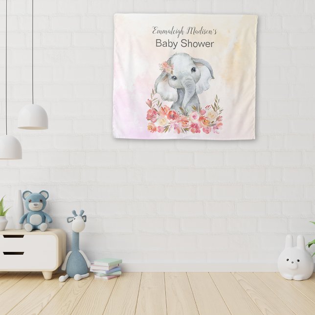 Tapiz Ducha de bebé de elefante Boho Chic (Subido por el creador)