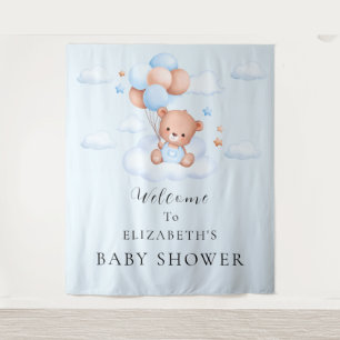Tapiz Ducha de bebé de oso de peluche azul niño