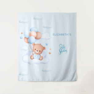 Tapiz Ducha de bebé de oso de peluche niño azul