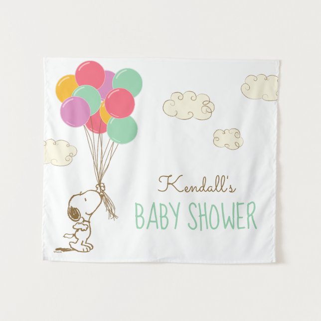 Tapiz Ducha de Bebé de Snoopy y Globos (Anverso (horizontal))