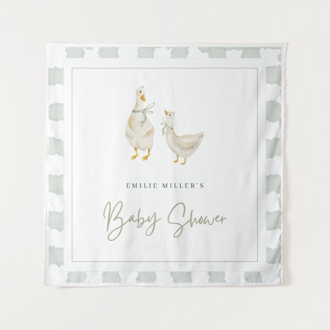 Tapiz Ducha De Bebé Gingham Neutro Silly Goose (Anverso)
