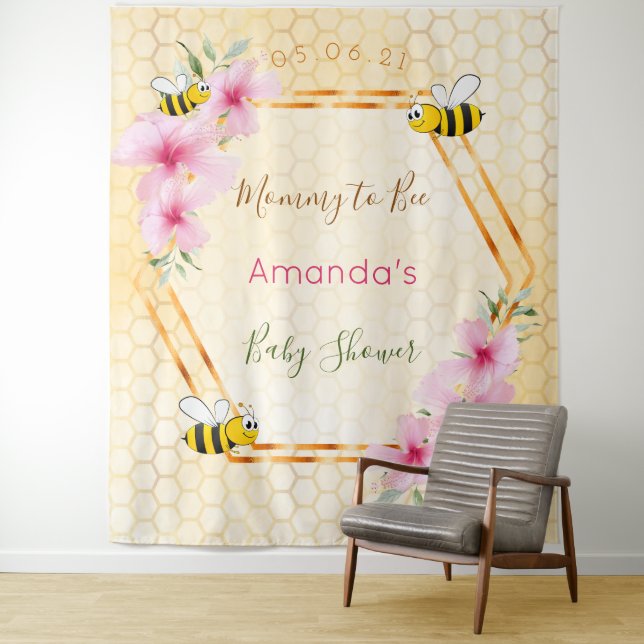 Tapiz Ducha de bebé mamá abeja abejas panal (In situ)