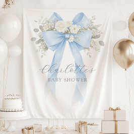 Tapiz Ducha de bebé niño con lazo azul floral