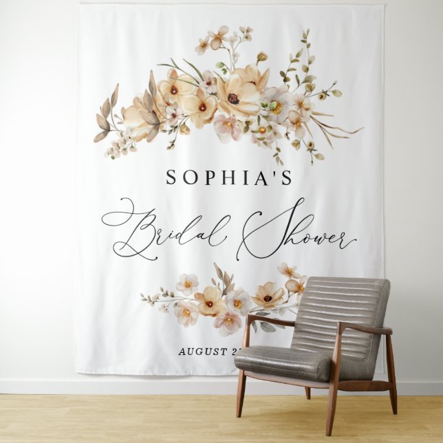 Tapiz Ducha de Novia con Flores Silvestres Beige (In situ)