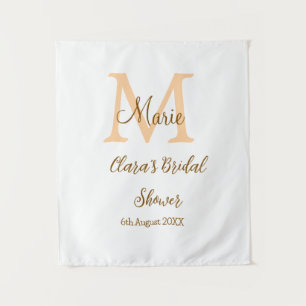 Tapiz ducha de novia con monograma naranja agregar nombr