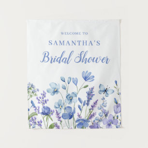 Tapiz Ducha de Novia Floral Azul