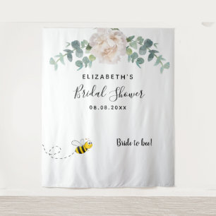 Tapiz Ducha de Novia floral eucalipto blanco novia abeja