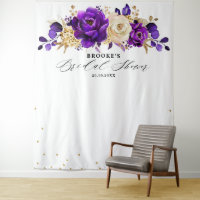 Ducha de novia floral violeta oro púrpura real