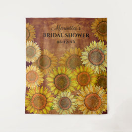 Tapiz Ducha de Novia Personalizada con Girasoles Boho Rú