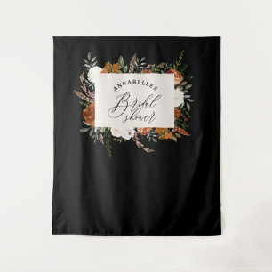 Tapiz Ducha de novia rústica floral de terracota negra 