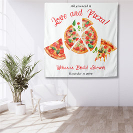 Tapiz Ducha de novias de Fiesta Slice con amor y pizza i