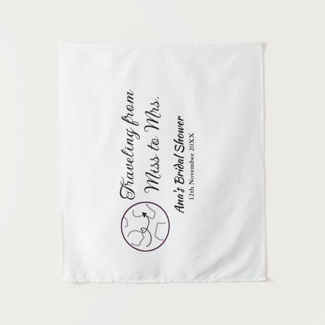 Tapiz Ducha de novias de viaje añada fecha de caducidad  (Anverso)