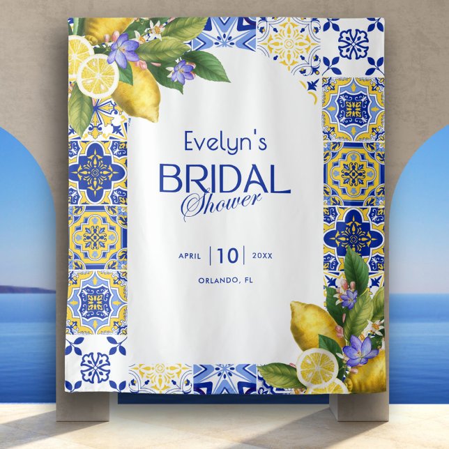 Tapiz Ducha nupcial de mosaico azul de mosaico italiano (Subido por el creador)